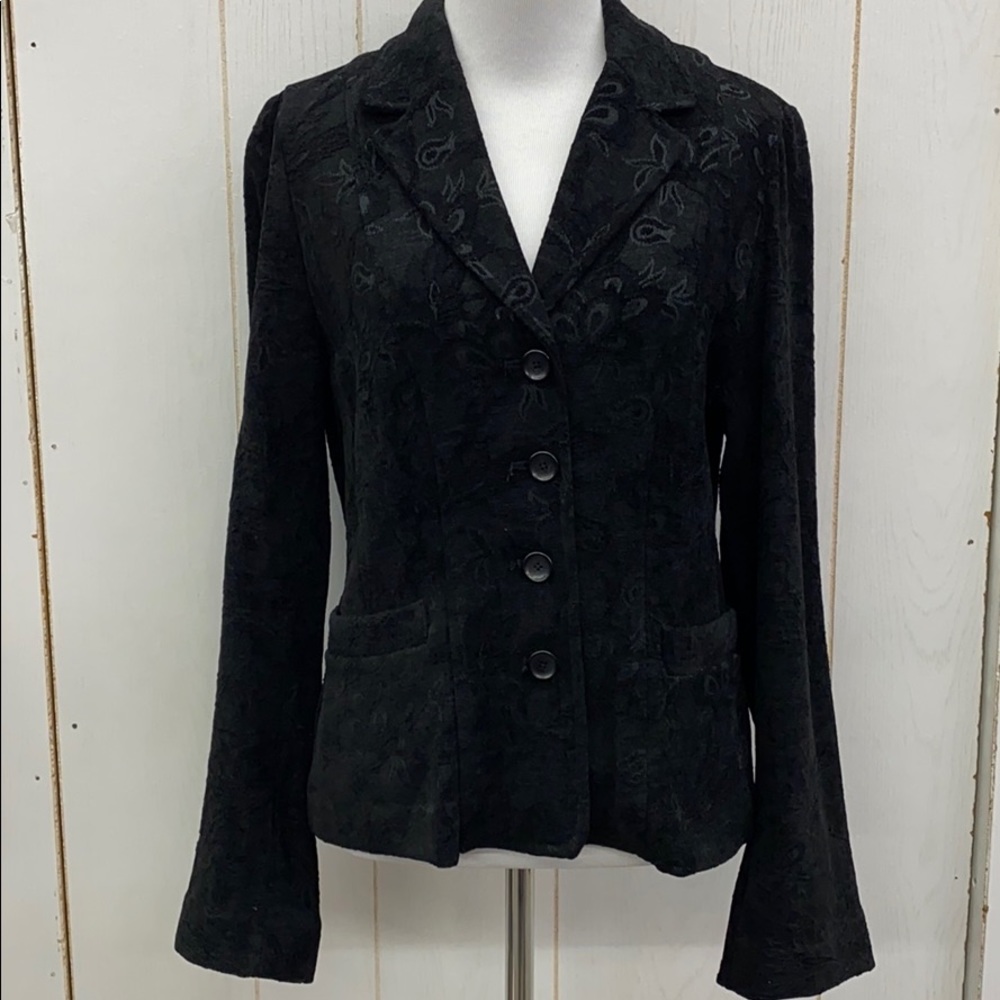 Croft & Barrow Black Embossed Blazer Sz 6